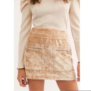 Free People Crushed Velvet Blue Dust to Dust Mini Skirt